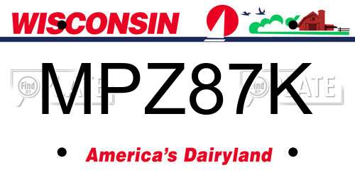 MPZ87K Wisconsin License Plate