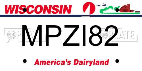 MPZI82 Wisconsin License Plate