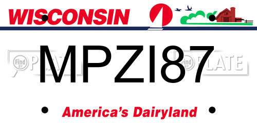 MPZI87 Wisconsin License Plate