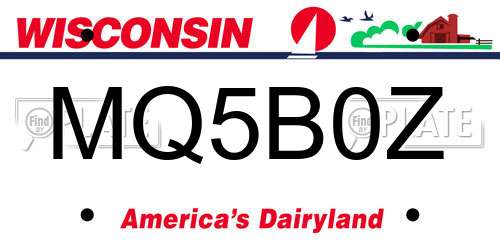 MQ5B0Z Wisconsin License Plate