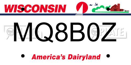 MQ8B0Z Wisconsin License Plate