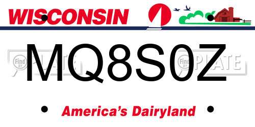 MQ8S0Z Wisconsin License Plate