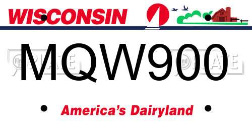 MQW900 Wisconsin License Plate