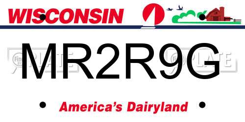 MR2R9G Wisconsin License Plate
