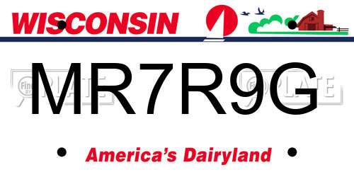 MR7R9G Wisconsin License Plate