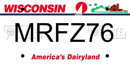 MRFZ76 Wisconsin License Plate