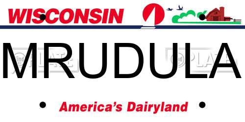MRUDULA Wisconsin License Plate