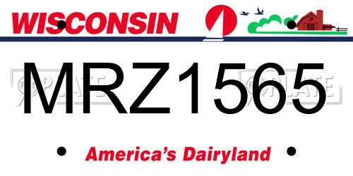 MRZ1565 Wisconsin License Plate