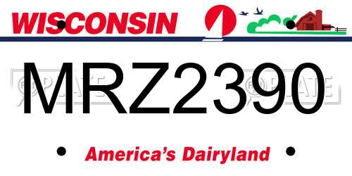 MRZ2390 Wisconsin License Plate