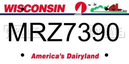 MRZ7390 Wisconsin License Plate