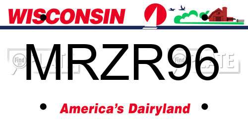 MRZR96 Wisconsin License Plate