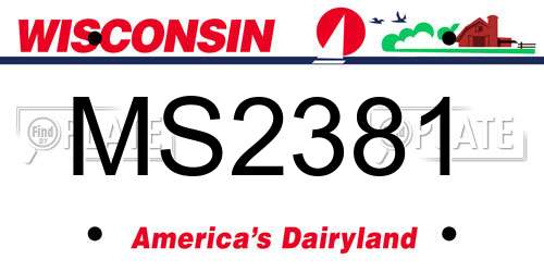 MS2381 Wisconsin License Plate