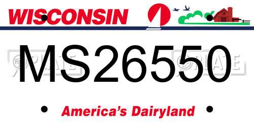 MS26550 Wisconsin License Plate