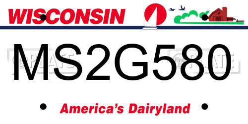 MS2G580 Wisconsin License Plate