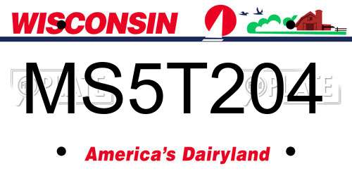 MS5T204 Wisconsin License Plate