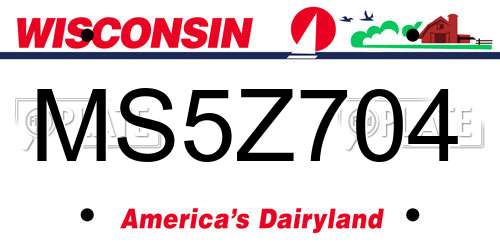 MS5Z704 Wisconsin License Plate