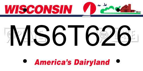 MS6T626 Wisconsin License Plate