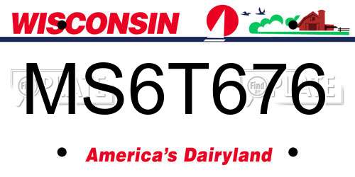 MS6T676 Wisconsin License Plate