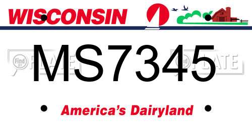 MS7345 Wisconsin License Plate