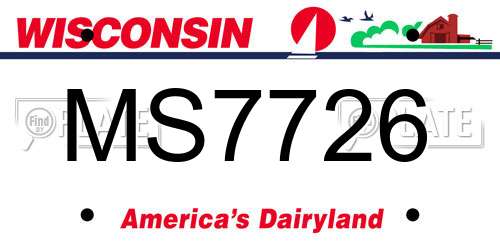 MS7726 Wisconsin License Plate