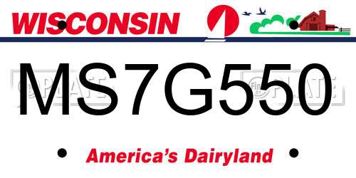 MS7G550 Wisconsin License Plate
