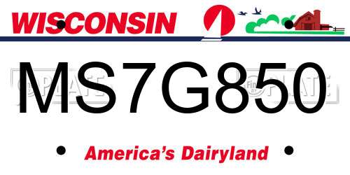 MS7G850 Wisconsin License Plate