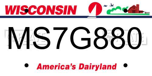 MS7G880 Wisconsin License Plate