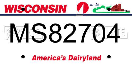 MS82704 Wisconsin License Plate