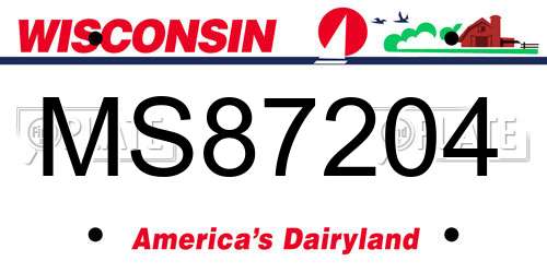 MS87204 Wisconsin License Plate