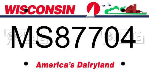 MS87704 Wisconsin License Plate