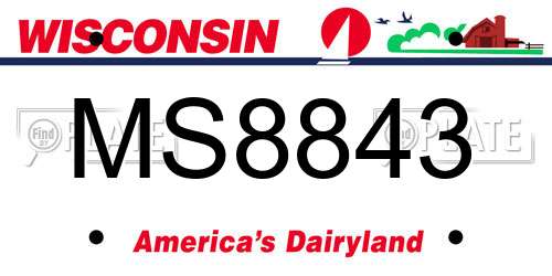 MS8843 Wisconsin License Plate