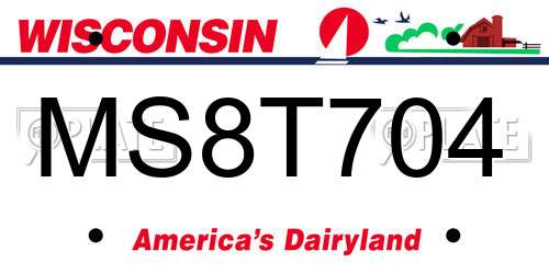 MS8T704 Wisconsin License Plate