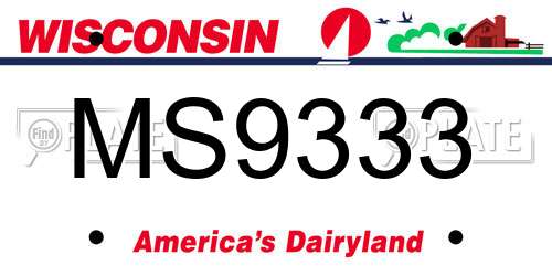 MS9333 Wisconsin License Plate