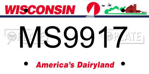 MS9917 Wisconsin License Plate