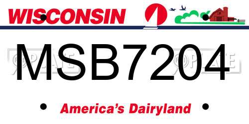 MSB7204 Wisconsin License Plate