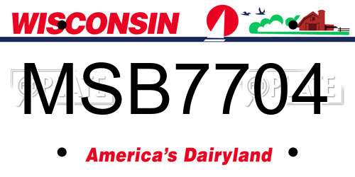 MSB7704 Wisconsin License Plate
