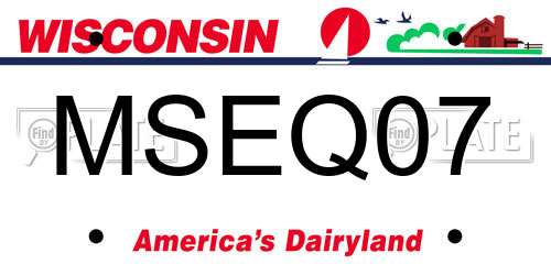 MSEQ07 Wisconsin License Plate