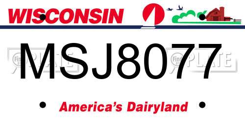 MSJ8077 Wisconsin License Plate