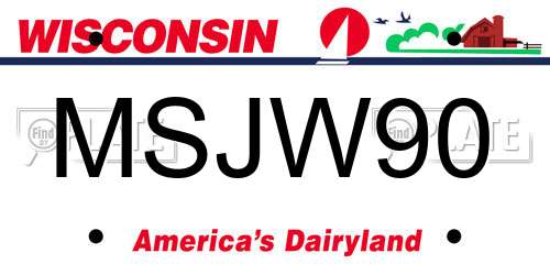 MSJW90 Wisconsin License Plate