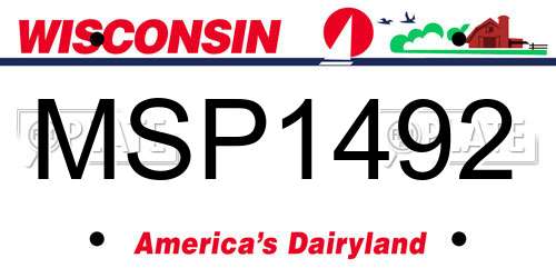 MSP1492 Wisconsin License Plate