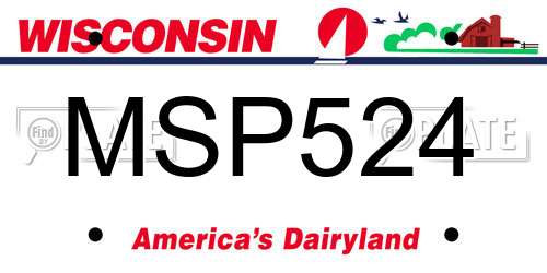 MSP524 Wisconsin License Plate