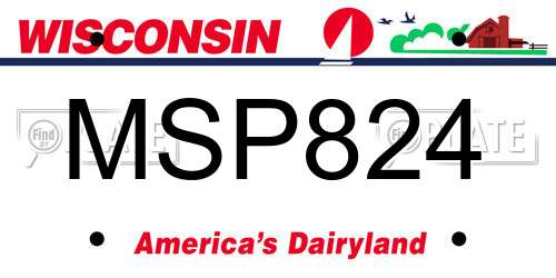 MSP824 Wisconsin License Plate