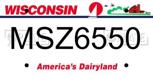 MSZ6550 Wisconsin License Plate