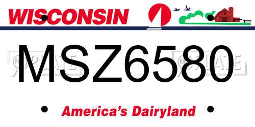 MSZ6580 Wisconsin License Plate