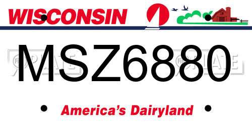 MSZ6880 Wisconsin License Plate