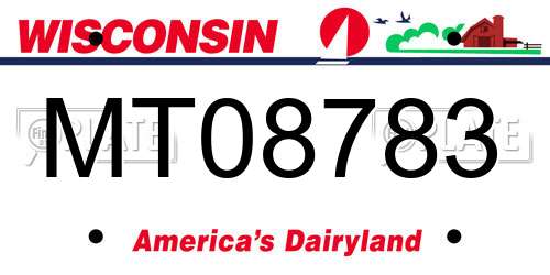 MT08783 Wisconsin License Plate