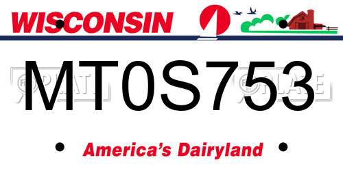 MT0S753 Wisconsin License Plate