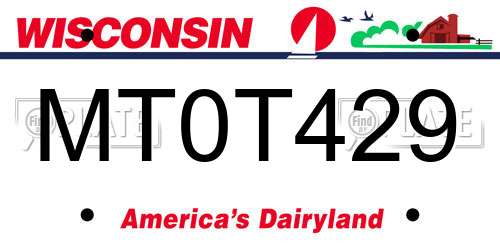 MT0T429 Wisconsin License Plate