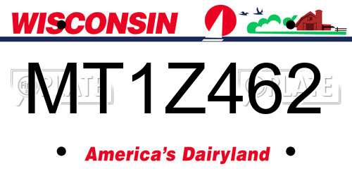 MT1Z462 Wisconsin License Plate