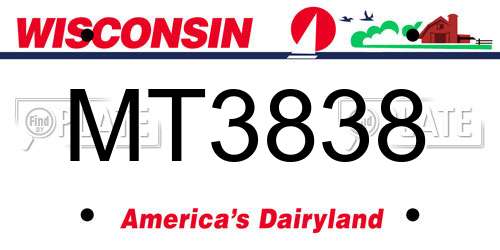 MT3838 Wisconsin License Plate